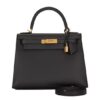 Hermes Kelly Black Sellier 28cm Epsom With Gold Hardware