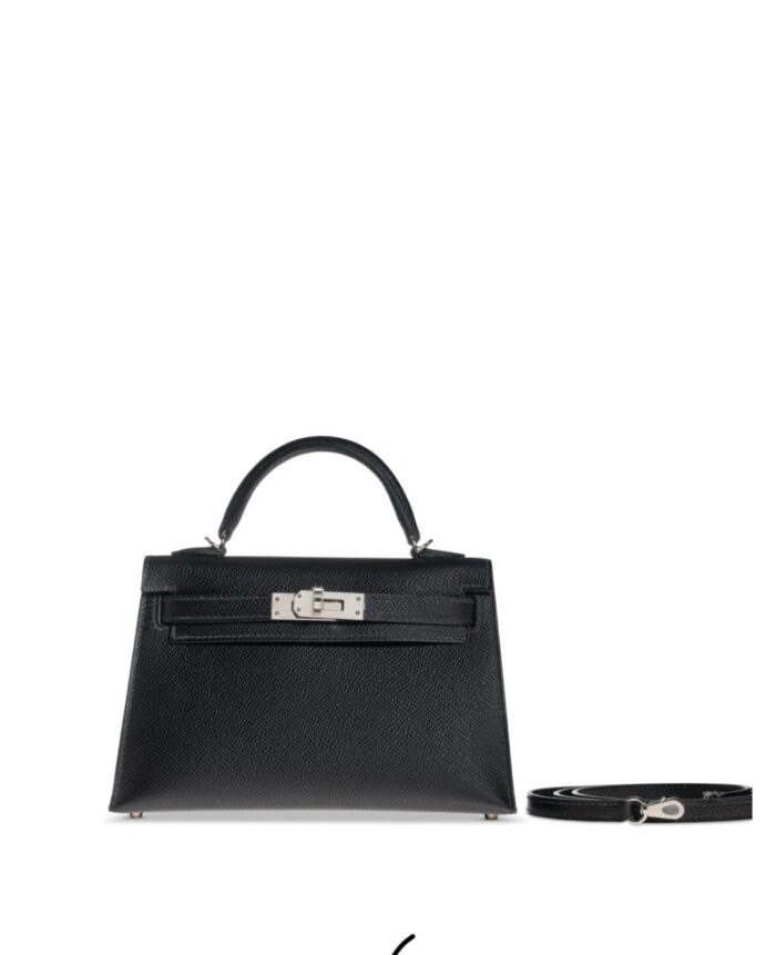 Hermes Kelly 20 Mini II Black Epsom Sellier Palladium Hardware