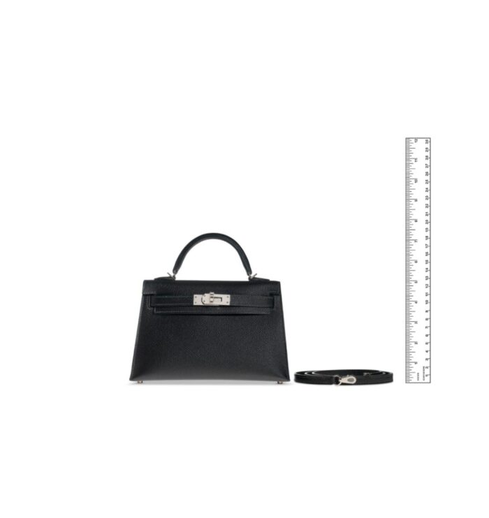 Hermes Kelly 20 Mini II Black Epsom Sellier Palladium Hardware - Image 4