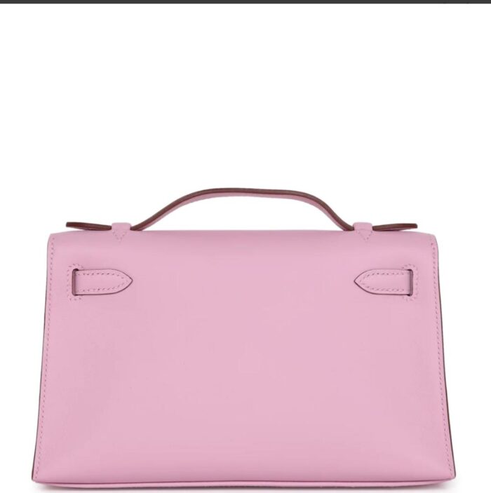 Hermes Kelly Pochette Mauve Sylvestre Swift Palladium Hardware - Image 3